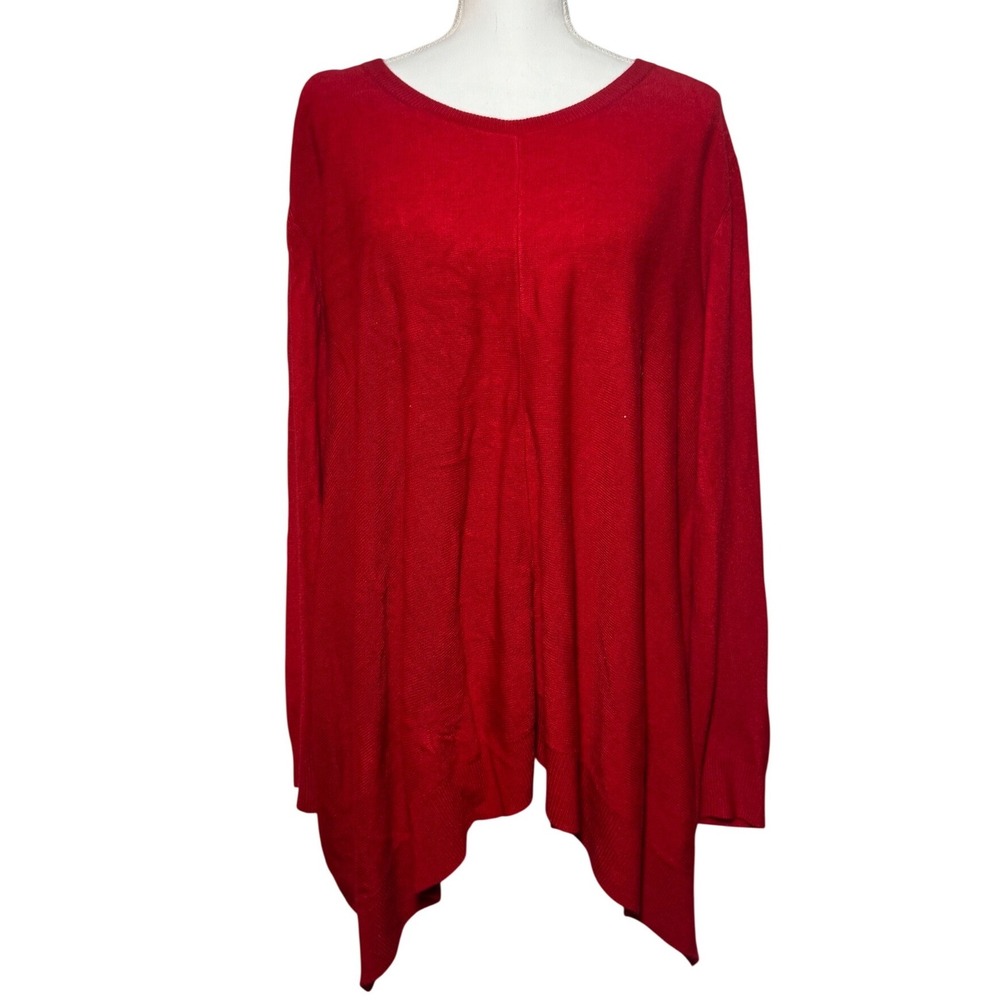 Prophecy Asymmetrical Sharkbite Hem Sweater 2X Tuscan Red Long Sleeve